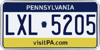 PA license plate LXL5205