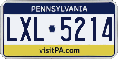 PA license plate LXL5214