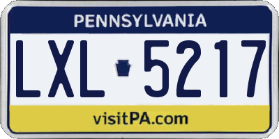 PA license plate LXL5217