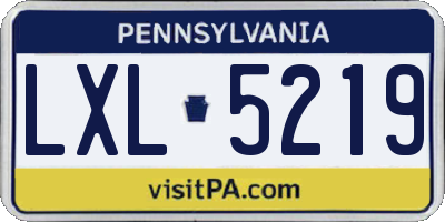 PA license plate LXL5219
