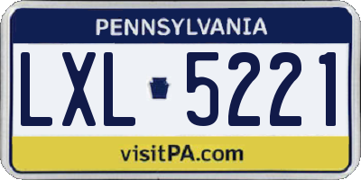 PA license plate LXL5221