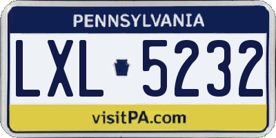 PA license plate LXL5232