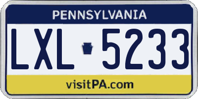 PA license plate LXL5233