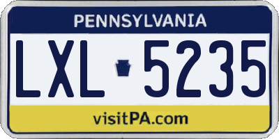 PA license plate LXL5235