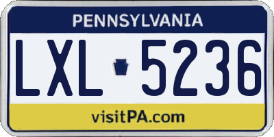 PA license plate LXL5236