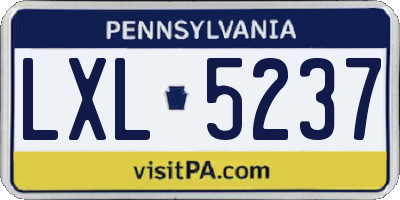 PA license plate LXL5237