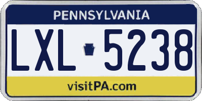PA license plate LXL5238