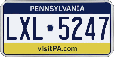 PA license plate LXL5247