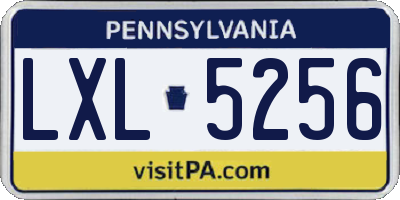 PA license plate LXL5256
