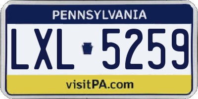 PA license plate LXL5259