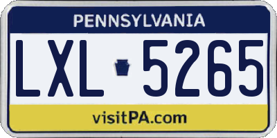 PA license plate LXL5265