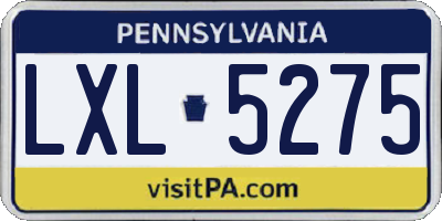 PA license plate LXL5275