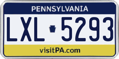 PA license plate LXL5293