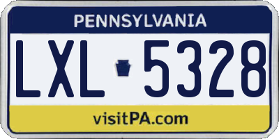 PA license plate LXL5328