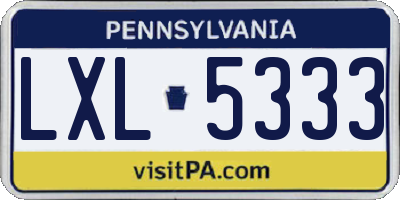 PA license plate LXL5333