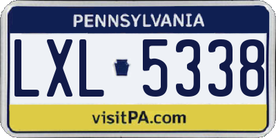 PA license plate LXL5338
