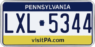 PA license plate LXL5344