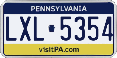 PA license plate LXL5354