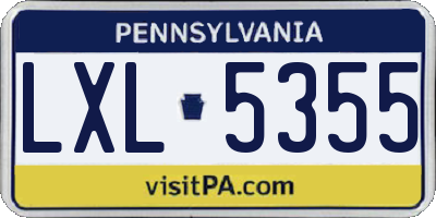 PA license plate LXL5355