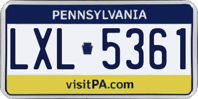 PA license plate LXL5361