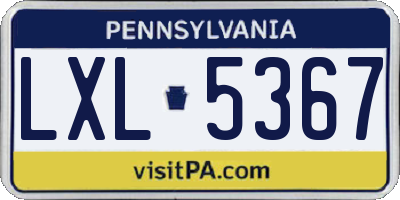 PA license plate LXL5367
