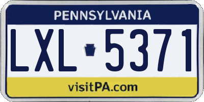 PA license plate LXL5371