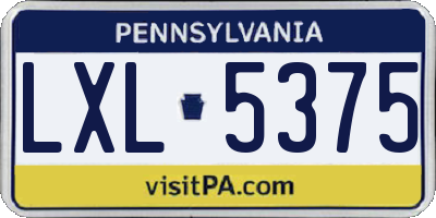 PA license plate LXL5375