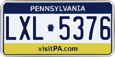 PA license plate LXL5376