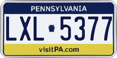 PA license plate LXL5377