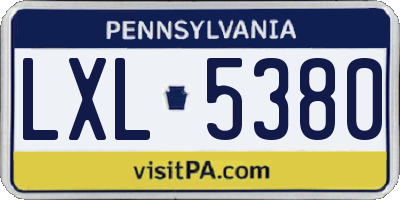 PA license plate LXL5380