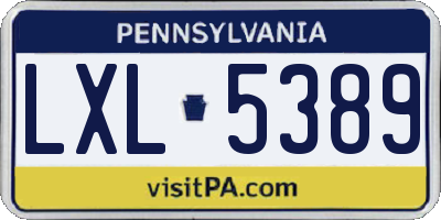 PA license plate LXL5389