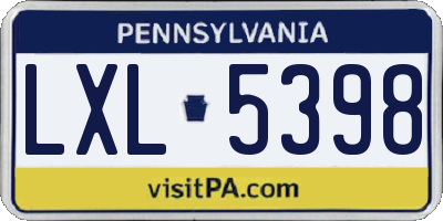 PA license plate LXL5398