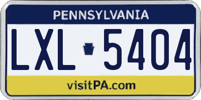 PA license plate LXL5404