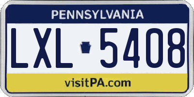 PA license plate LXL5408