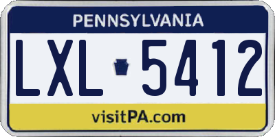 PA license plate LXL5412
