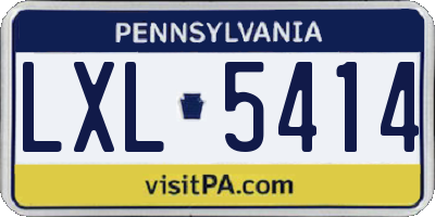 PA license plate LXL5414