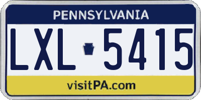 PA license plate LXL5415