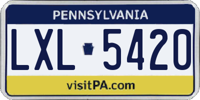 PA license plate LXL5420