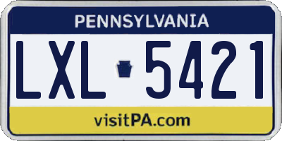PA license plate LXL5421