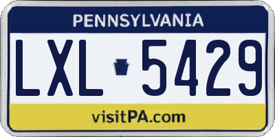 PA license plate LXL5429
