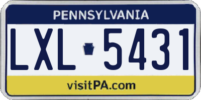 PA license plate LXL5431