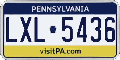 PA license plate LXL5436