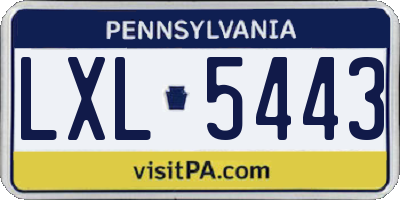 PA license plate LXL5443