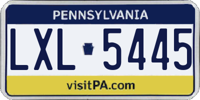 PA license plate LXL5445