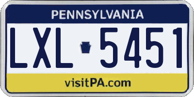 PA license plate LXL5451