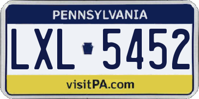 PA license plate LXL5452