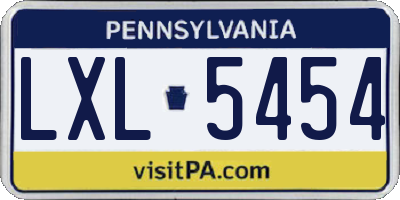 PA license plate LXL5454