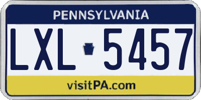 PA license plate LXL5457