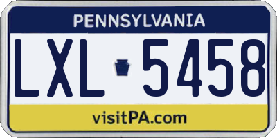PA license plate LXL5458