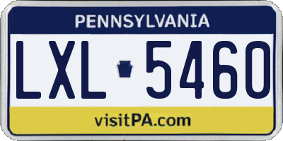 PA license plate LXL5460